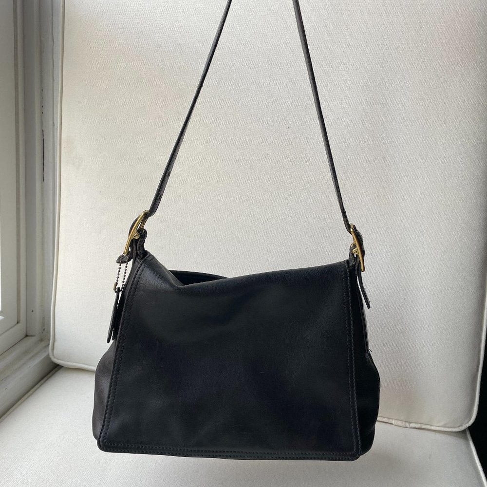 Coach 9828 Black Leather Legacy West Studio Shoulder Bag Purse Magnetic Flap